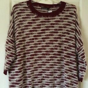 Eyelash Sweater by qed london Port/Cream M